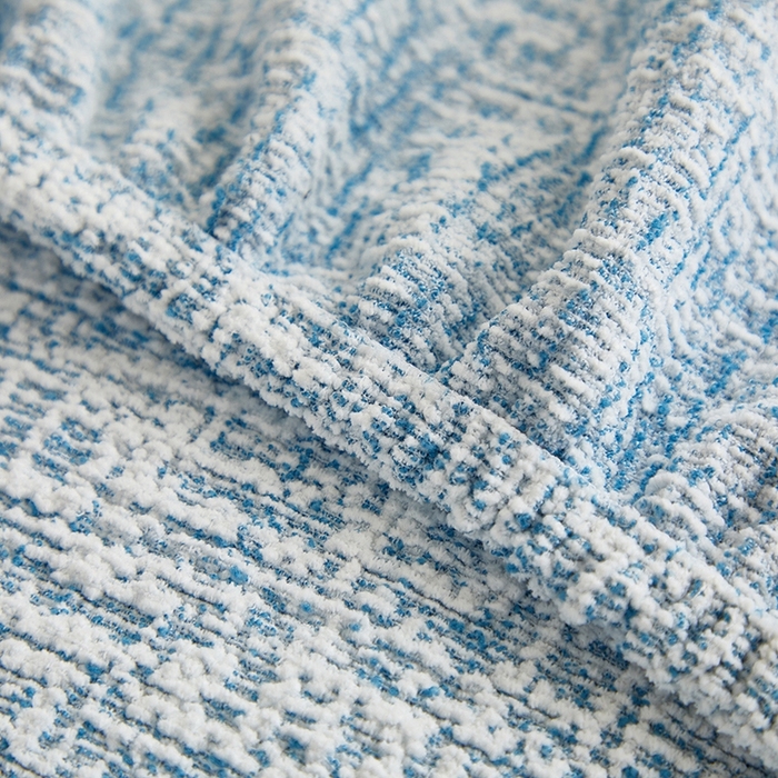 91家纺网 家纺一手货源 找家纺 丝绮鹿 2025新款竹节雪尼尔沙发套松紧款（大三人图）  迷雾蓝