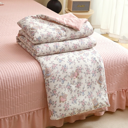 91家纺网 家纺一手货源 找家纺 （总）一比一家纺 2025新款云感皱皱双层纱床盖夏被四件套