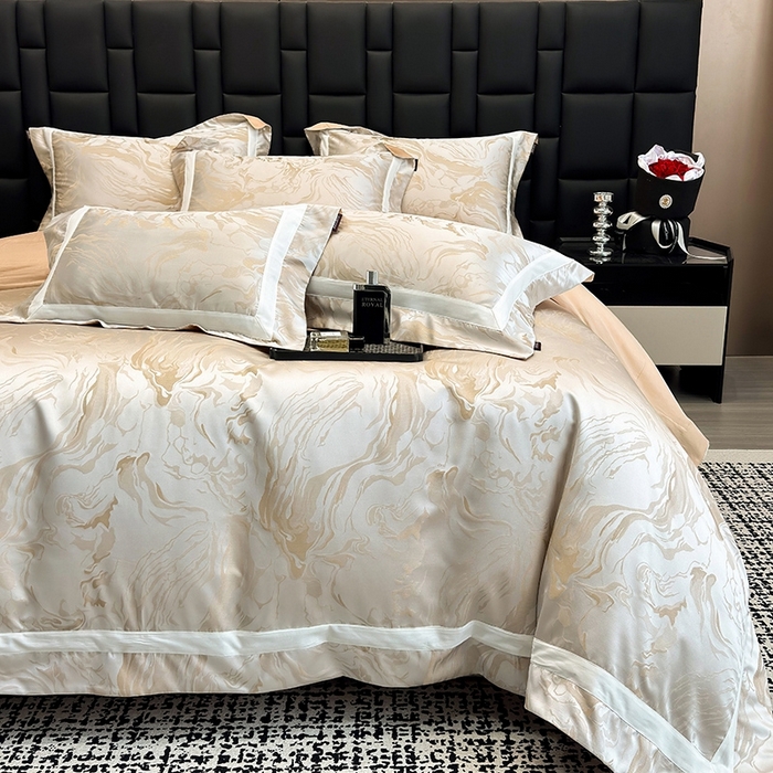 91家纺网 家纺一手货源 找家纺 2025新品床上用品高端A类100支天丝棉贡缎提花四件套全棉纯棉长绒棉夏季轻奢真丝全工艺 南溪-莉娅金