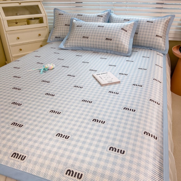 91家纺网 家纺一手货源 找家纺 布卢姆床垫2025新款A类数码印花冰藤席夏凉席--床席款 蓝miu