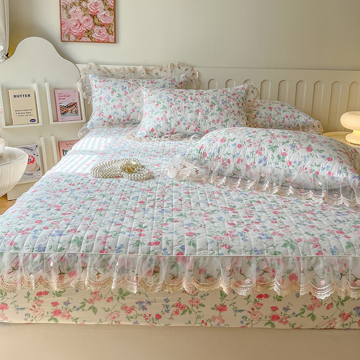 91家纺网 家纺一手货源 找家纺 麒豆豆 2025新款水洗棉印花床笠三件套 春不晚