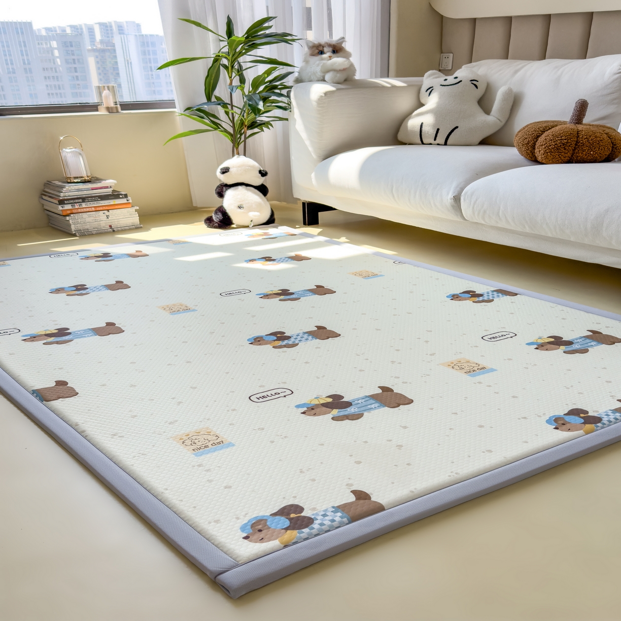 91家纺网 家纺一手货源 找家纺 （总）席世家 2025新款印花豆豆多功能地垫凉席垫