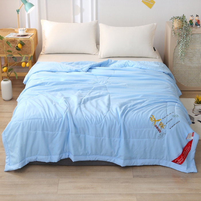 91家纺网 家纺一手货源 找家纺 妙赞2025新款水洗艾草夏被夏凉被空调被 蓝色