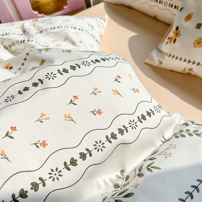 91家纺网 家纺一手货源 找家纺 琪格格 2025春夏新款全棉纯棉40S13372小清新四件套 春晓