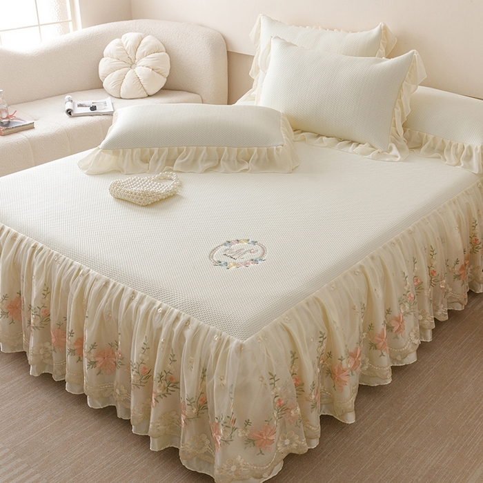 91家纺网 家纺一手货源 找家纺 好儿喜家纺  2025新款海洋丝凉感夏被四件套（此款控价所有尺寸（劵后）利润不得低于50元） 奶白