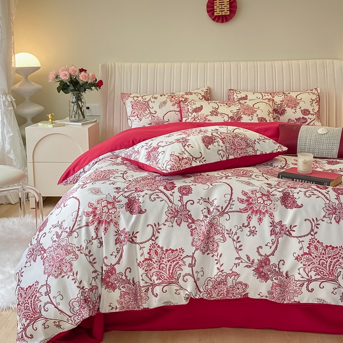 91家纺网 家纺一手货源 找家纺 用心 2022新款数码印花婚庆四件套