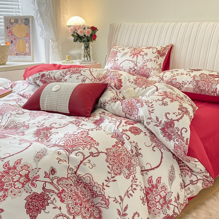 91家纺网 家纺一手货源 找家纺 用心 2022新款数码印花婚庆四件套