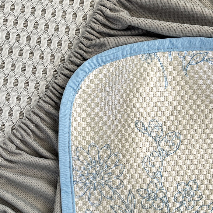 91家纺网 家纺一手货源 找家纺 布卢姆床垫2025新款A类数码印花冰藤席夏凉席--床笠款 雏菊花影床笠