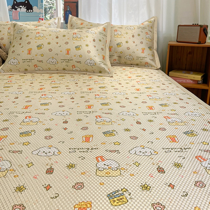 91家纺网 家纺一手货源 找家纺 布卢姆床垫2025新款A类数码印花冰藤席夏凉席--床席款 爆米花