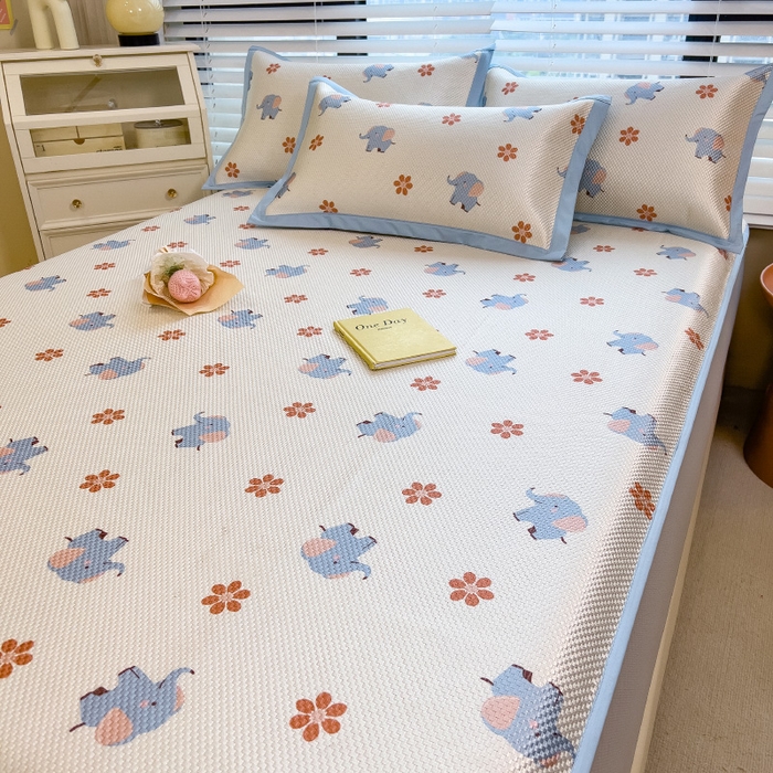 91家纺网 家纺一手货源 找家纺 布卢姆床垫2025新款A类数码印花冰藤席夏凉席--床笠款 小飞象