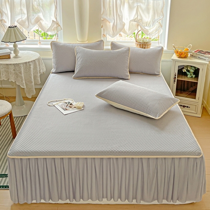 格真 2025新款床裙款豆豆席 床裙款流金灰