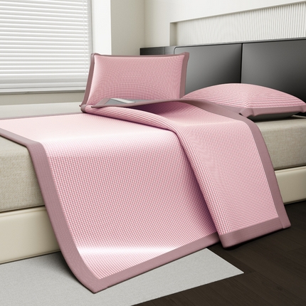 91家纺网 家纺一手货源 找家纺 （总）源舍家纺 2025新款冰丝提花千鸟格冰丝席凉席席子冰丝席凉席系列