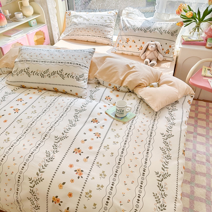 91家纺网 家纺一手货源 找家纺 琪格格 2025春夏新款全棉纯棉40S13372小清新四件套 春晓