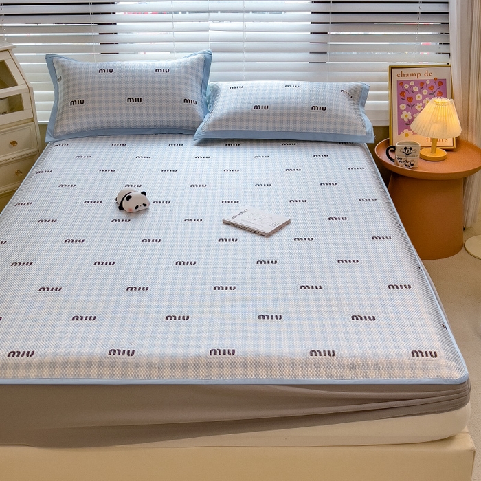 91家纺网 家纺一手货源 找家纺 布卢姆床垫2025新款A类数码印花冰藤席夏凉席--床笠款 蓝miu