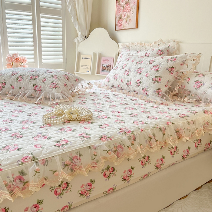 91家纺网 家纺一手货源 找家纺 麒豆豆 2025新款水洗棉印花床笠三件套 丽莎