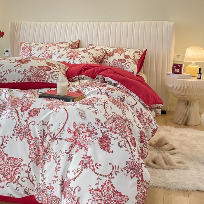 91家纺网 家纺一手货源 找家纺 用心 2022新款数码印花婚庆四件套