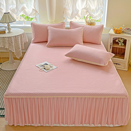 格真 2025新款床裙款豆豆席 床裙款蜜桃粉