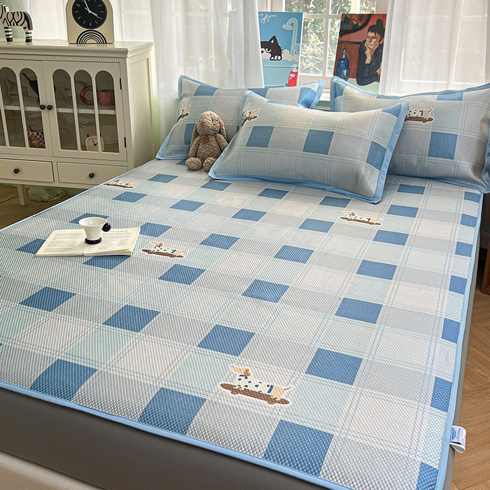 91家纺网 家纺一手货源 找家纺 布卢姆床垫2025新款A类数码印花冰藤席夏凉席--床笠款 滑板腊肠狗床笠