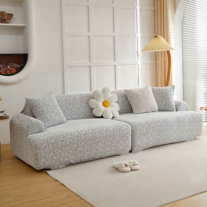 91家纺网 家纺一手货源 找家纺 丝绮鹿 2025新款竹节雪尼尔沙发套松紧款（大三人图）  深中灰