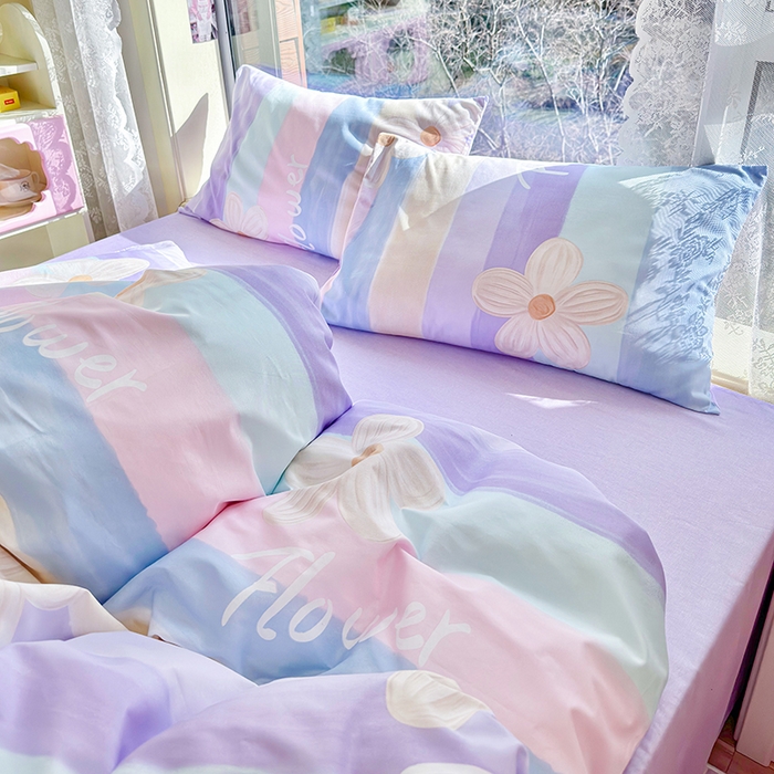 91家纺网 家纺一手货源 找家纺 琪格格 2025春夏新款全棉纯棉40S13372小清新四件套 苏珊花园