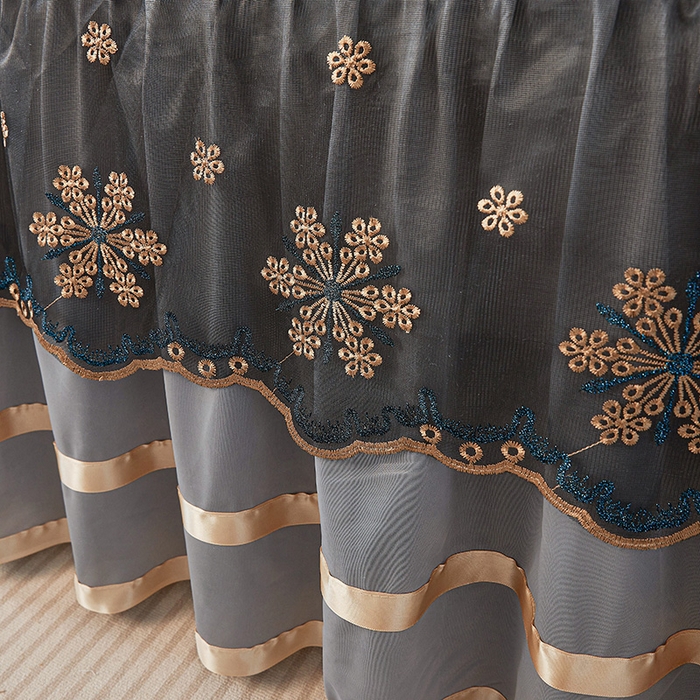 91家纺网 家纺一手货源 找家纺 情恒家纺 2025新款纯色可拆卸PE海洋丝床裙席三件套 绅士灰