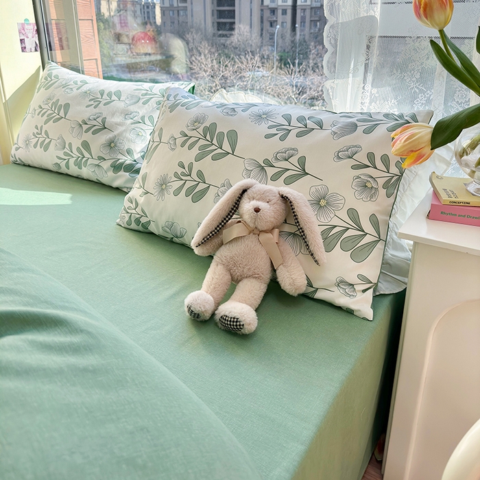 91家纺网 家纺一手货源 找家纺 琪格格 2025春夏新款全棉纯棉40S13372小清新四件套 森林花