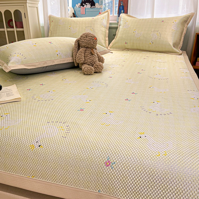 91家纺网 家纺一手货源 找家纺 布卢姆床垫2025新款A类数码印花冰藤席夏凉席--床席款 皇冠鸭