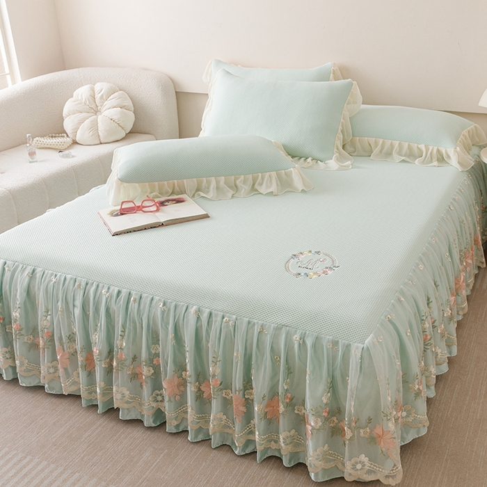 91家纺网 家纺一手货源 找家纺 好儿喜家纺  2025新款海洋丝凉感夏被四件套（此款控价所有尺寸（劵后）利润不得低于50元） 浅绿 