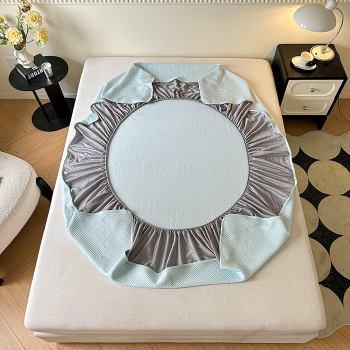 91家纺网 家纺一手货源 找家纺 布卢姆床垫2025新款A类PE乙纶冰豆豆床笠款凉席 雪花