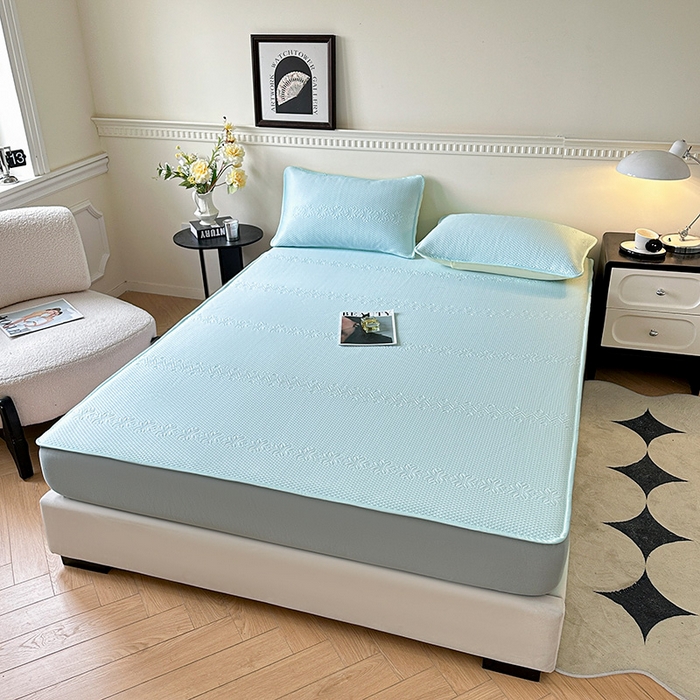 91家纺网 家纺一手货源 找家纺 布卢姆床垫2025新款A类PE乙纶冰豆豆床笠款凉席 雪花