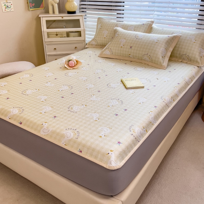 91家纺网 家纺一手货源 找家纺 布卢姆床垫2025新款A类数码印花冰藤席夏凉席--床笠款 皇冠鸭