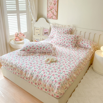 麒豆豆 2025新款水洗棉印花床笠三件套 露丝小姐