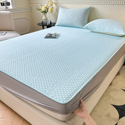 布卢姆床垫2025新款A类PE乙纶冰豆豆床笠款凉席 夏日藤萝 蓝