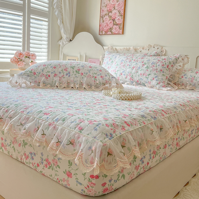 91家纺网 家纺一手货源 找家纺 麒豆豆 2025新款水洗棉印花床笠三件套 春不晚