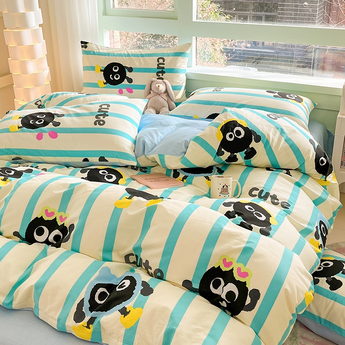 91家纺网 家纺一手货源 找家纺 琪格格 2025春夏新款全棉纯棉40S13372小清新四件套 奥利奥