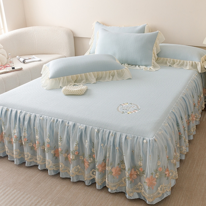 91家纺网 家纺一手货源 找家纺 好儿喜家纺  2025新款海洋丝凉感夏被四件套（此款控价所有尺寸（劵后）利润不得低于50元） 浅蓝 