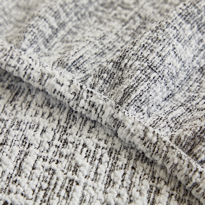 91家纺网 家纺一手货源 找家纺 丝绮鹿 2025新款竹节雪尼尔沙发套松紧款（大三人图）  深中灰