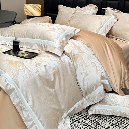 2025新品床上用品高端A类100支天丝棉贡缎提花四件套全棉纯棉长绒棉夏季轻奢真丝全工艺 南溪-莉娅金