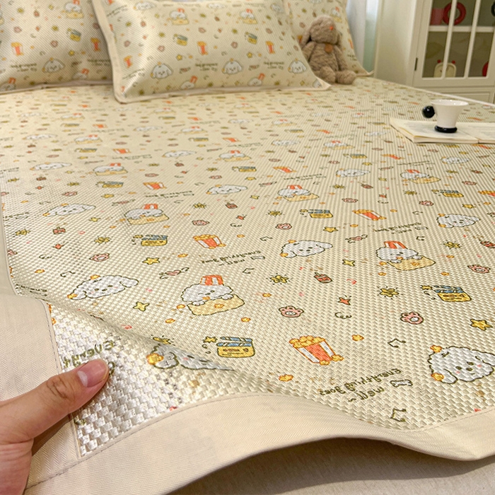 91家纺网 家纺一手货源 找家纺 布卢姆床垫2025新款A类数码印花冰藤席夏凉席--床席款 爆米花