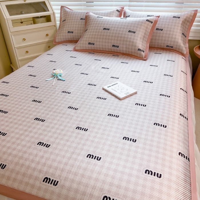 91家纺网 家纺一手货源 找家纺 布卢姆床垫2025新款A类数码印花冰藤席夏凉席--床席款 粉miu