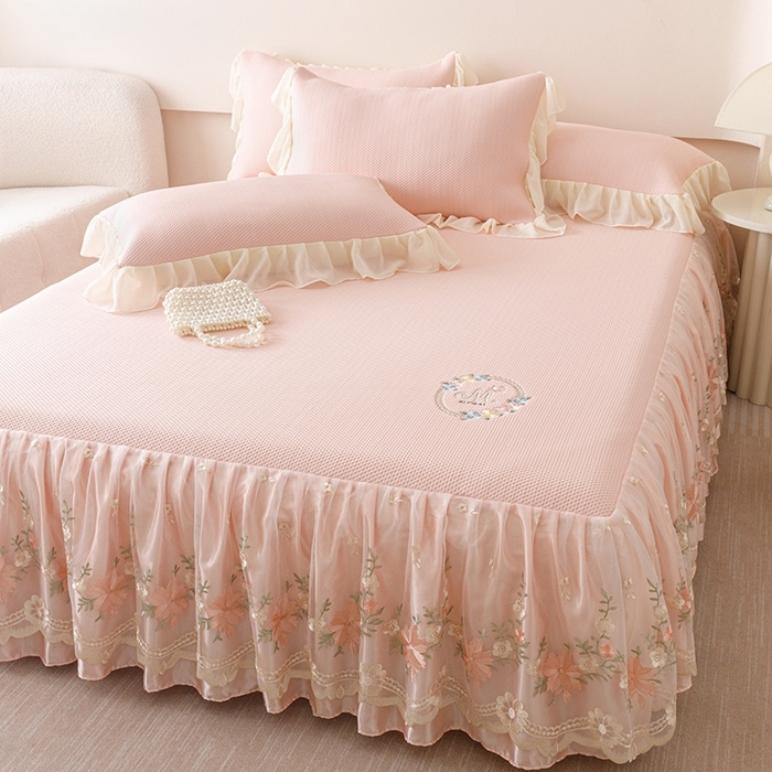 91家纺网 家纺一手货源 找家纺 好儿喜家纺  2025新款海洋丝凉感夏被四件套（此款控价所有尺寸（劵后）利润不得低于50元） 浅粉 