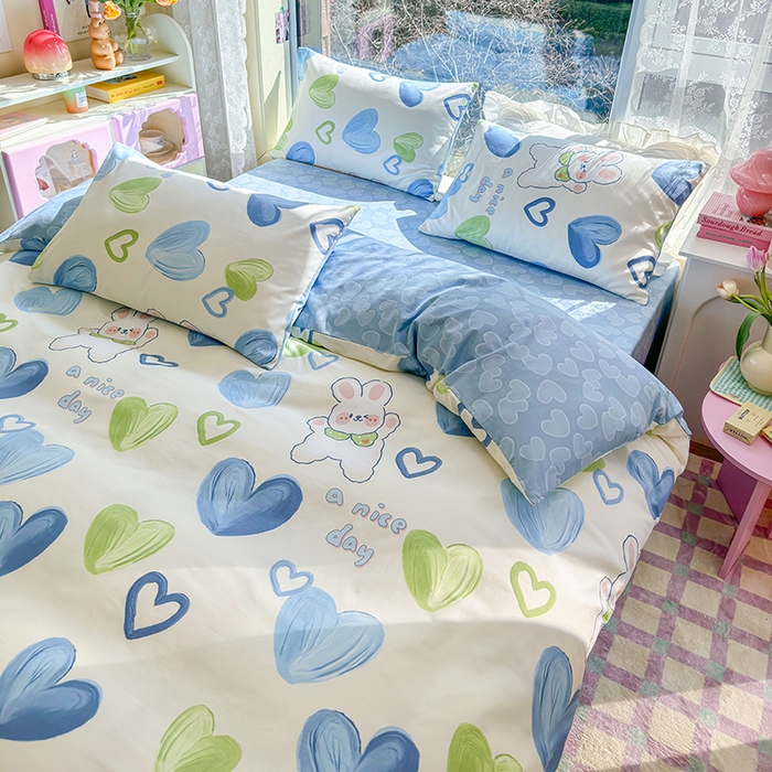 91家纺网 家纺一手货源 找家纺 （总）琪格格 2025春夏新款全棉纯棉40S13372小清新四件套