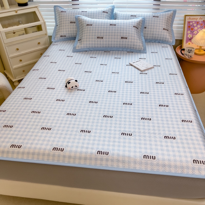 91家纺网 家纺一手货源 找家纺 布卢姆床垫2025新款A类数码印花冰藤席夏凉席--床笠款 蓝miu