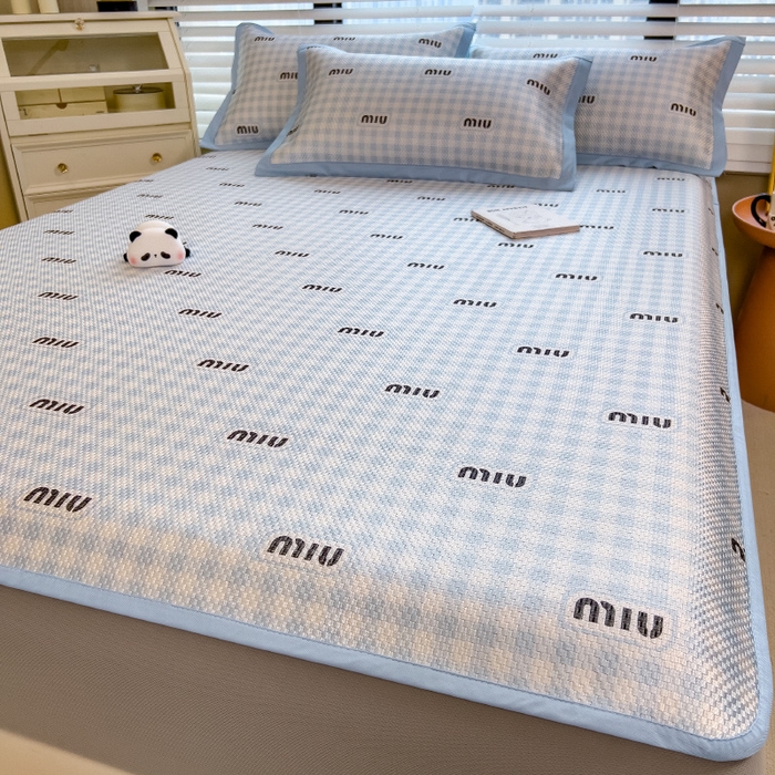 91家纺网 家纺一手货源 找家纺 布卢姆床垫2025新款A类数码印花冰藤席夏凉席--床笠款 蓝miu