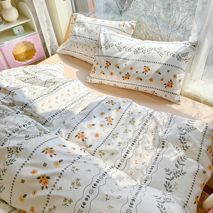 91家纺网 家纺一手货源 找家纺 琪格格 2025春夏新款全棉纯棉40S13372小清新四件套 春晓