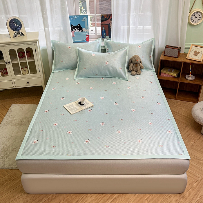 91家纺网 家纺一手货源 找家纺 布卢姆床垫2025新款A类数码印花冰藤席夏凉席--床席款 花花小白