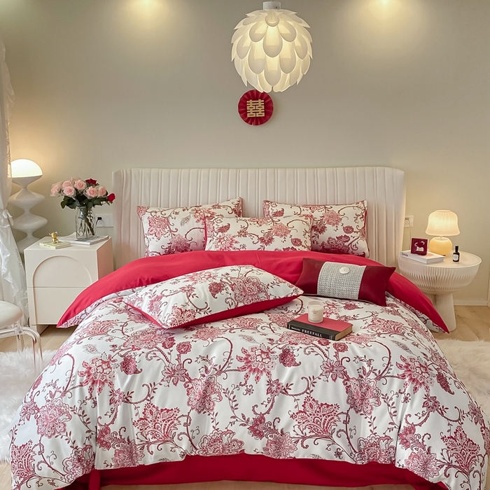 91家纺网 家纺一手货源 找家纺 用心 2022新款数码印花婚庆四件套