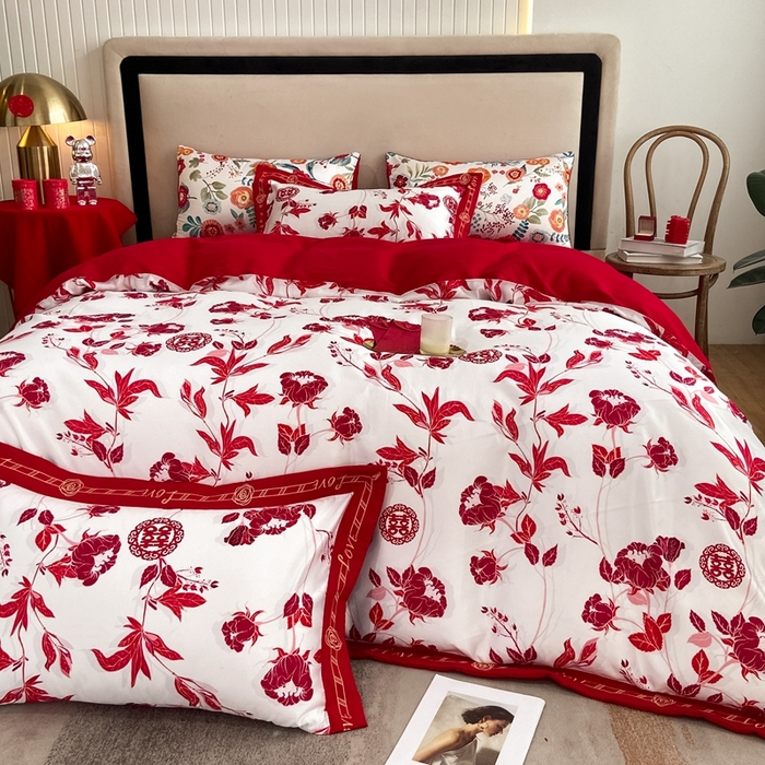 91家纺网 家纺一手货源 找家纺 用心 2022新款数码印花婚庆四件套