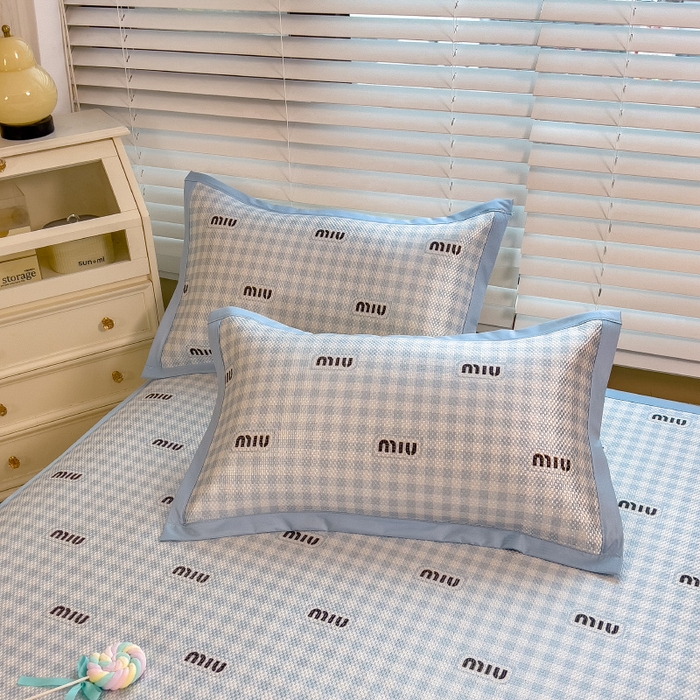 91家纺网 家纺一手货源 找家纺 布卢姆床垫2025新款A类数码印花冰藤席夏凉席--床席款 蓝miu