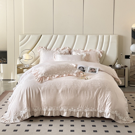 91家纺网 家纺一手货源 找家纺 （总）2025新款水洗天丝提花四件套-梦洛伊（床盖加20）